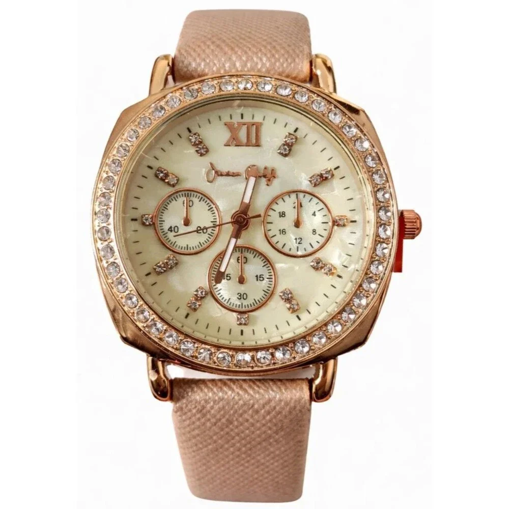 Jessica Carlyle Women’s Rose Gold Crystal Chronograph Watch Stainless Steel Brac